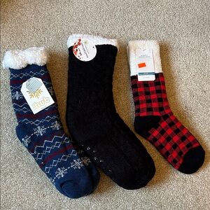 Cozy Winter Socks Set - Black, Blue, Red